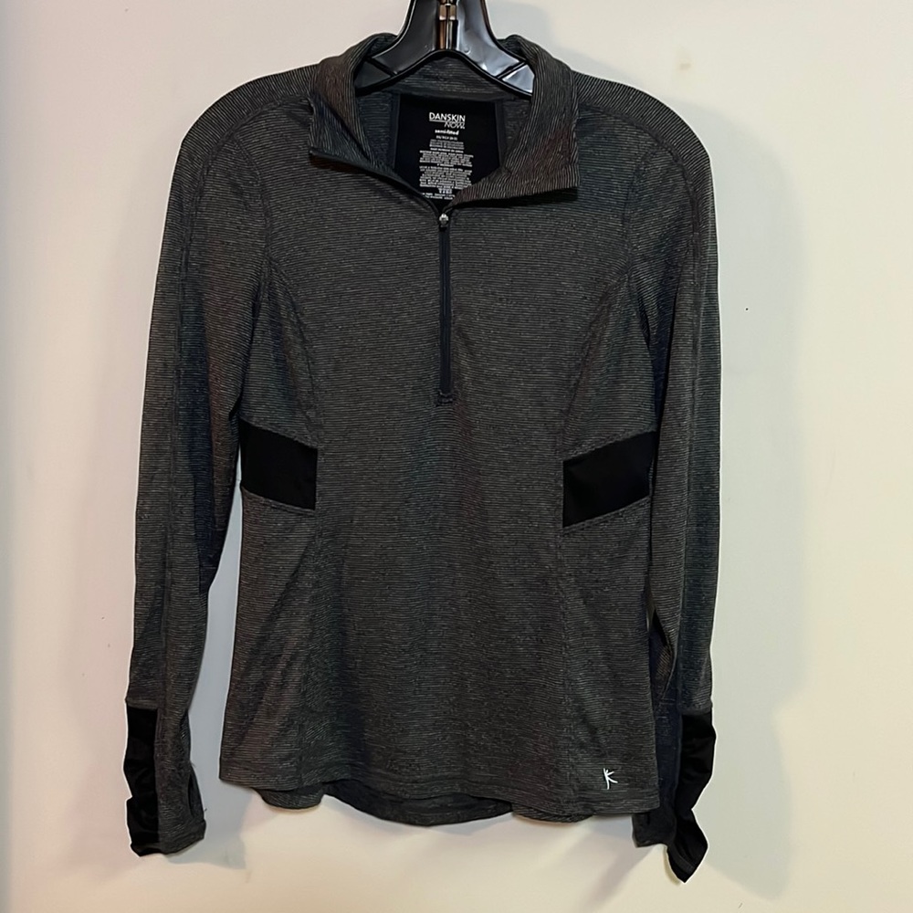 Danskin Now Performance Quarter-Zip Micro-Stripe Pullover